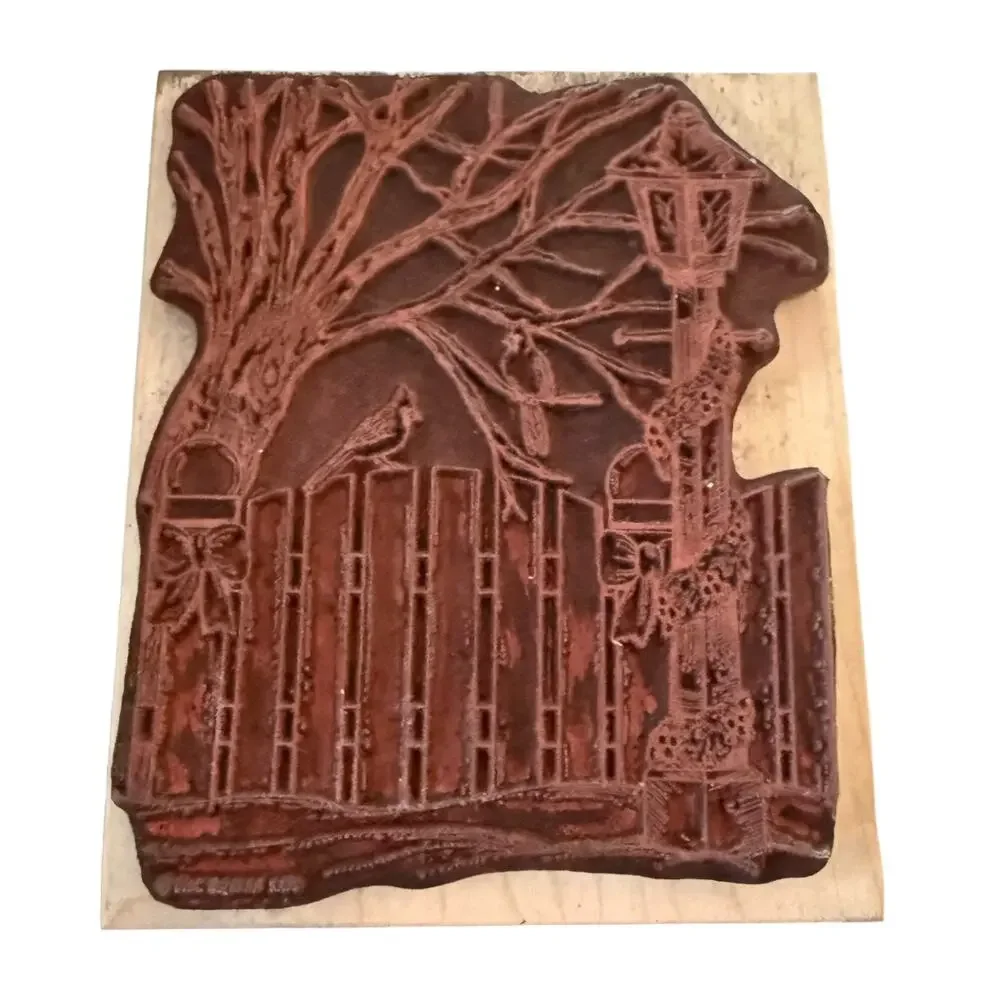 Northwoods 2010 Holiday Light Fence With Birds Rubber Stamp